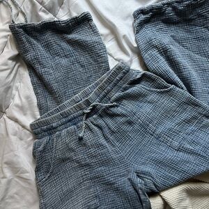 Women’s boho wide leg muslin vintage washed pants